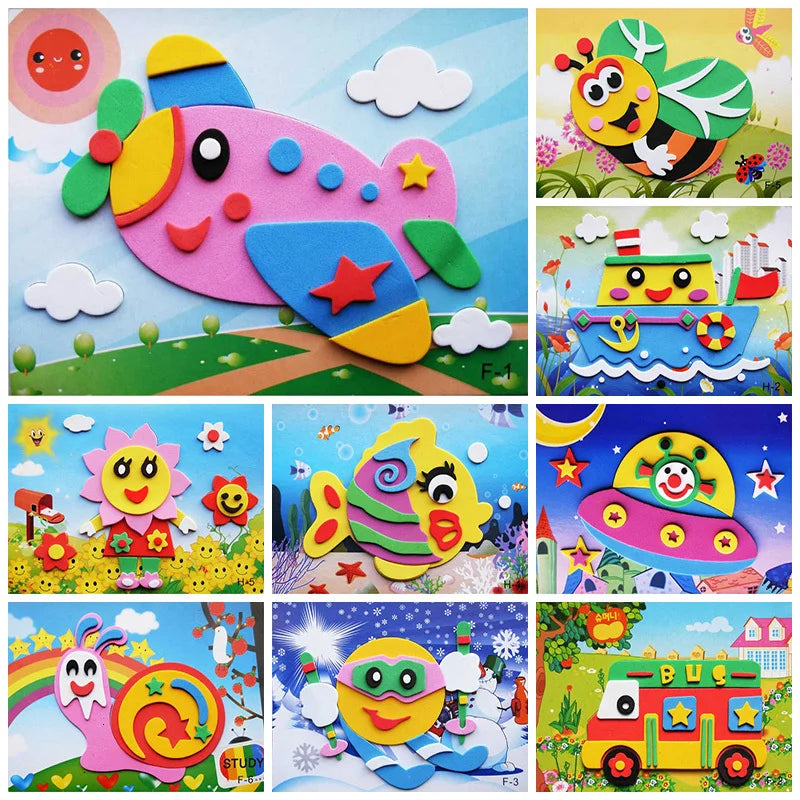 10Pcs 3D EVA Foam Stickers_ Puzzle Cartoon Animal _20 Styles_Early Learning Educational Toys