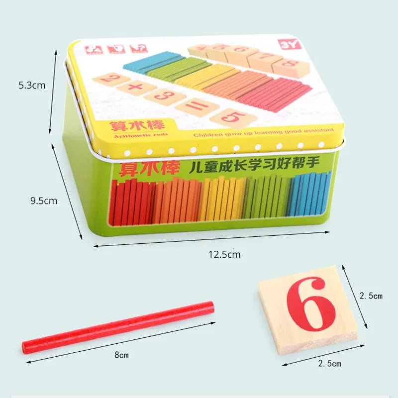 1 Set Preschool Toys Montessori Counting Sticks Rods With Iron Box Math Education For Boys And Girls