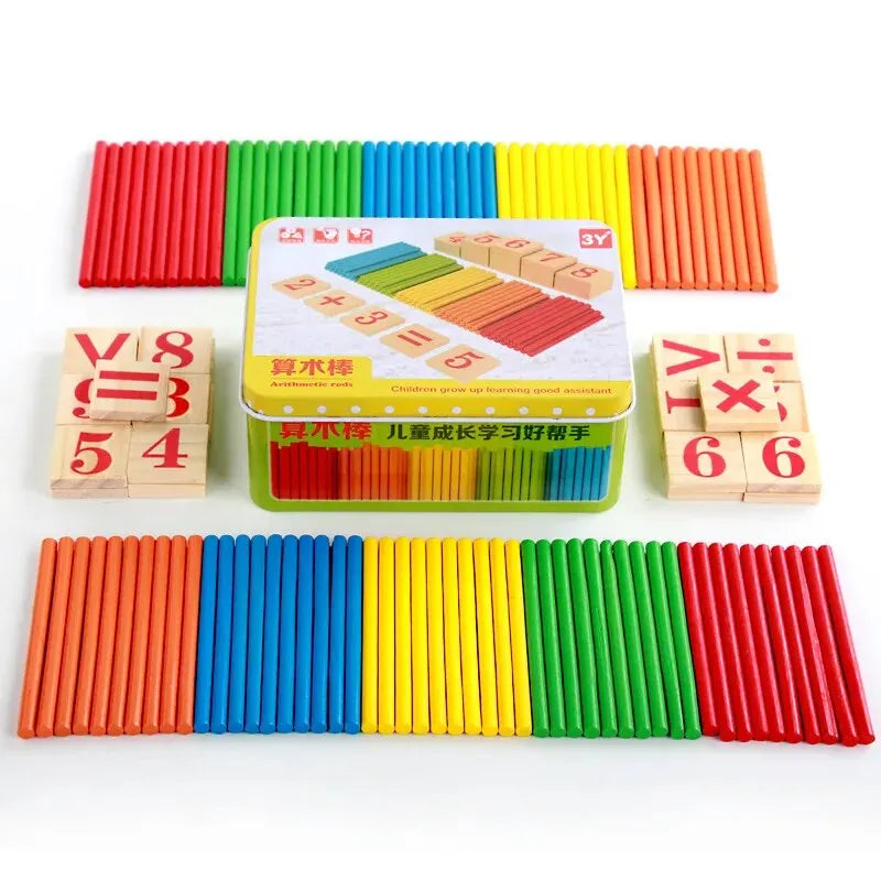 1 Set Preschool Toys Montessori Counting Sticks Rods With Iron Box Math Education For Boys And Girls