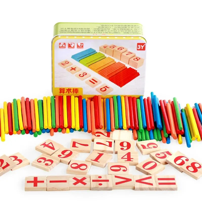 1 Set Preschool Toys Montessori Counting Sticks Rods With Iron Box Math Education For Boys And Girls