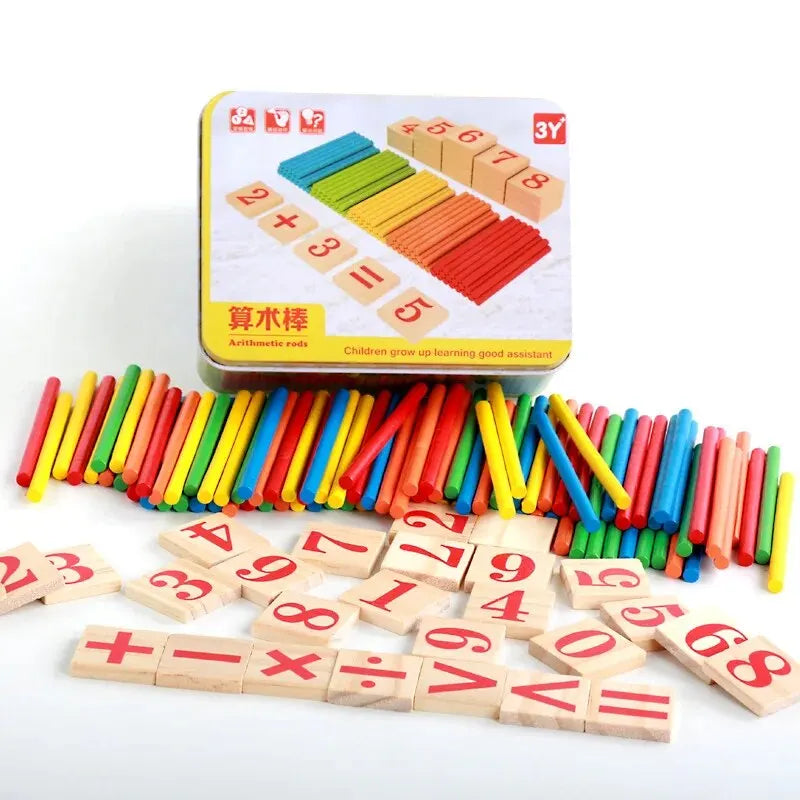 1 Set Preschool Toys Montessori Counting Sticks Rods With Iron Box Math Education For Boys And Girls